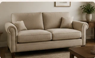 Roll arm sofa in chenille