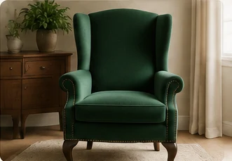 Green velvet wingback